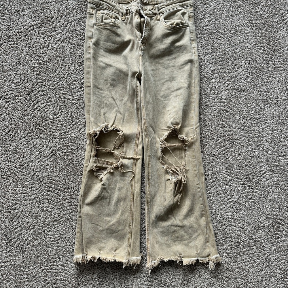 Distressed Tan Women's Jeans